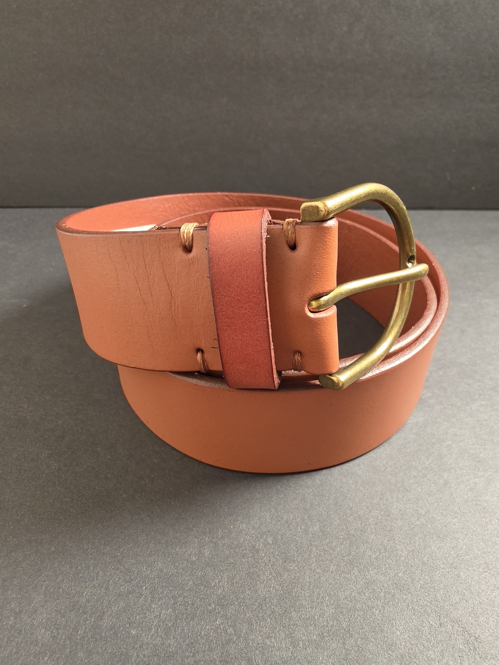 American Eagle Outfitters Rustic Tan Leather Belt with Brass Buckle